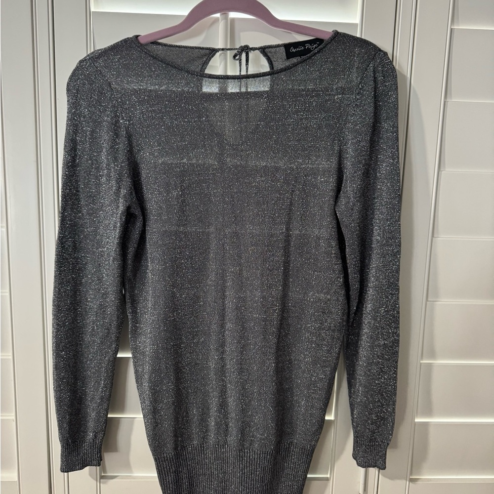 Charlie Paige Silver Long Sleeve Top